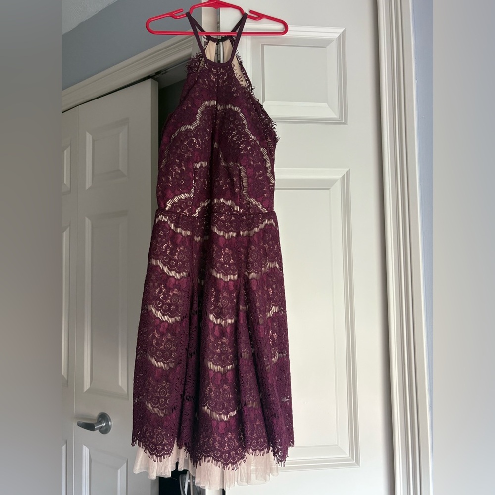 Elegant Burgundy Lace Dress